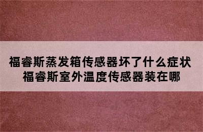 福睿斯蒸发箱传感器坏了什么症状 福睿斯室外温度传感器装在哪